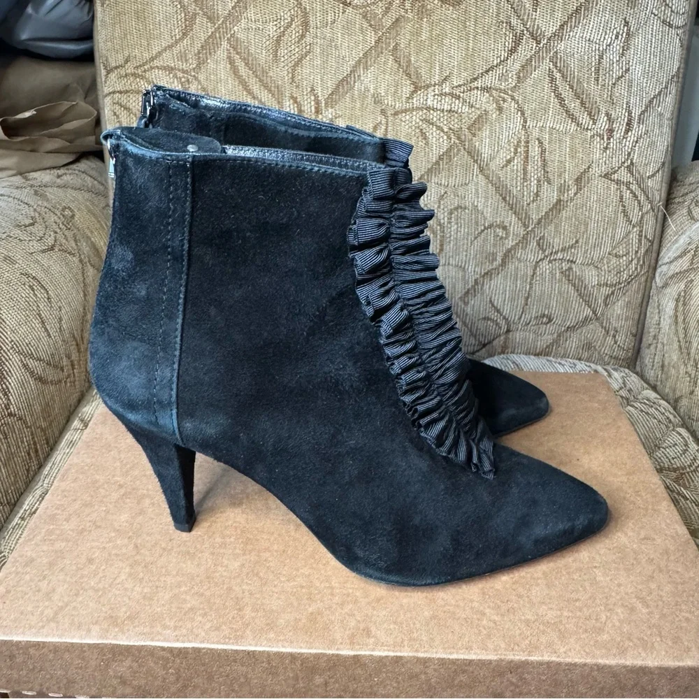 Anne Fontaine Suede Grosgrain‎ Trim Lace-Up Boots Size EU 40 Excellent!